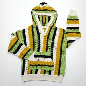 BDG Sweater Women M Multicolor Crochet Hoodie‎ Kangaroo Pocket Urban Outfitters